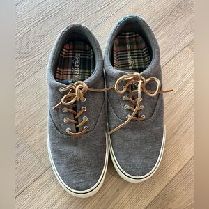 Sperry Men's Gray Sneakers with Tan Laces